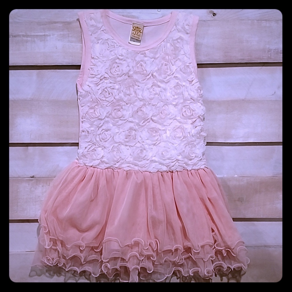 MIA BELLE BABY COUTURE Sz 5Y Peach Dress